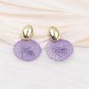 Bohemian Hollow Net Pendants Women's Dangle Earrings Purple Red Screw Spiral Hanging Earrings Metal Oval Top Drop Earrings