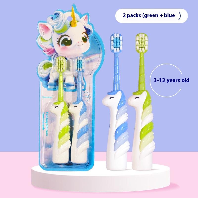

2 шт. Детская зубная щетка с мягкой щетиной «Мультяшный единорог», Зубная щетка для детей 3–12 лет, Детская зубная щетка
