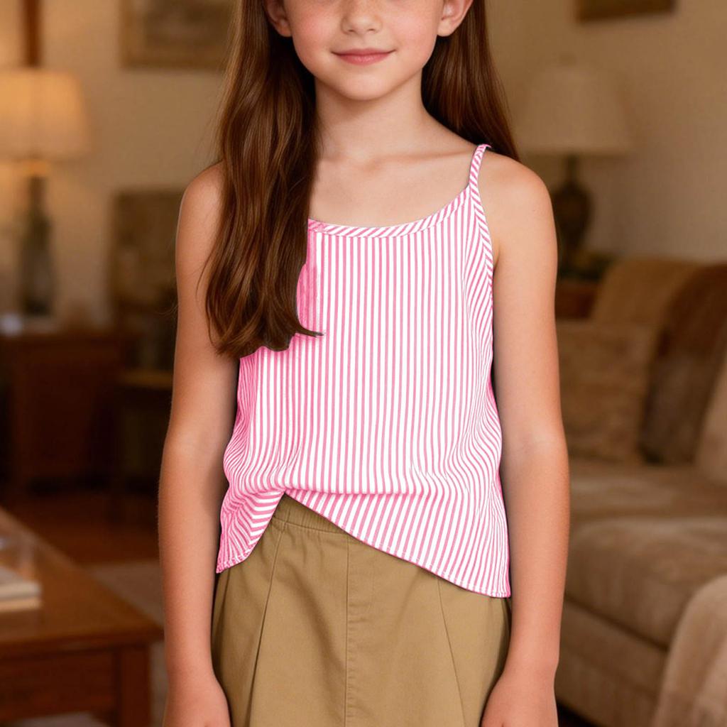 Children's Fashionable And Cute Striped Sleeveless Camisole Casual Girls' Top