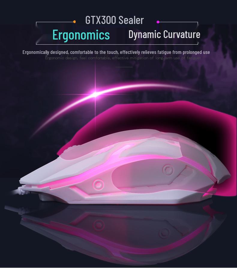 Li-Mage GTX300 White RGB Backlit USB Gaming Keyboard and Mouse Set