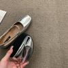Fashion Bailamos Women Fashing Silver Flats Ballerina Shoes Round Toe Shallow Slip On Ladies Ballet Shoes Soft Loafer Zapatos Mujer 40