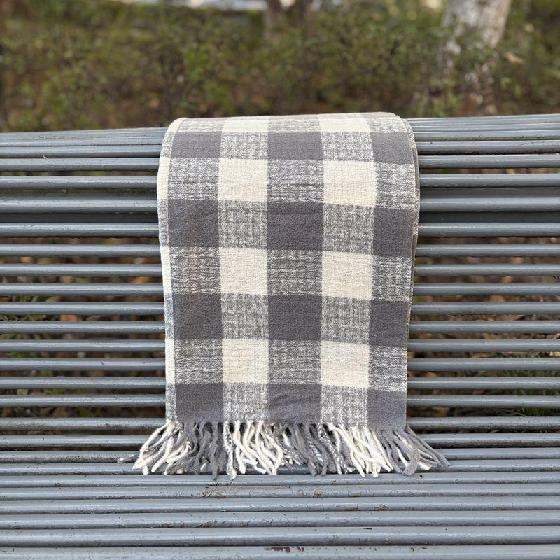 Women's Faux Cashmere Plaid Scarf - Korean Style, Thick & Warm Autumn/Winter Shawl