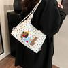 Dopamine Puppy Embroidery Shoulder Bag Y2k Cartoon Handbag Versatile Polka Dot Tote Bag  Girls
