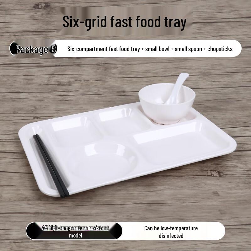 

Durable Melamine 6-Compartment Cafeteria Tray