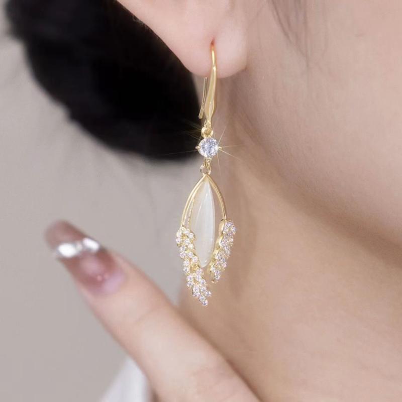 1Pair  Exquisite Shiny Wheat Ear Leaf Earrings For Women Girls Elegant Light Luxury Earrings Jewelry Accessories Gifts