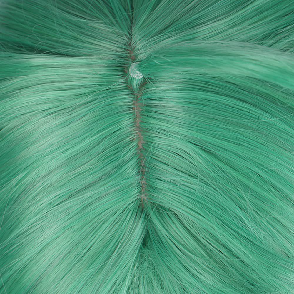 Anime Wig Genshin Impact Atractylodes Bag Green Fried Dough Twists Braid Dull Hair Bangs Long Cosplay