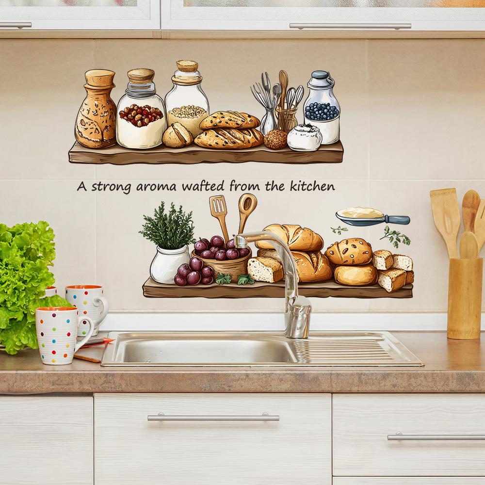 Painted Food Bread Fruit Kitchen Restaurant Home Background Beautification Decoration Wall Stickers
