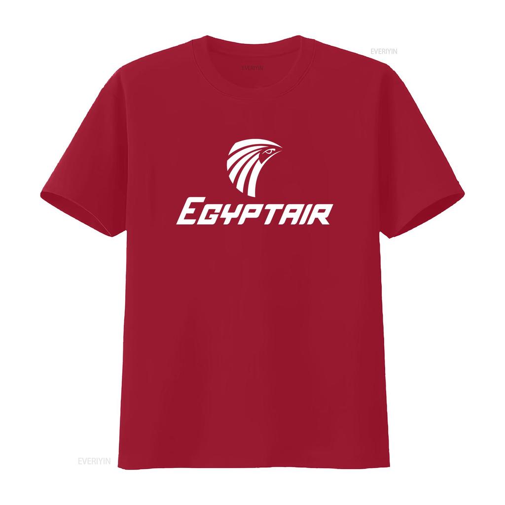 Egypt Air White Logo Egyptian Airline Geek Navy Blue Cotton T Shirt for Cool Design Fashion Casual Vintage Washed