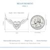 WOSTU 925 Sterling Silver Angel Wings Heart Pendant Necklace For Woman White Crystal Charms Girl Neck Chain Minimalist Jewelry