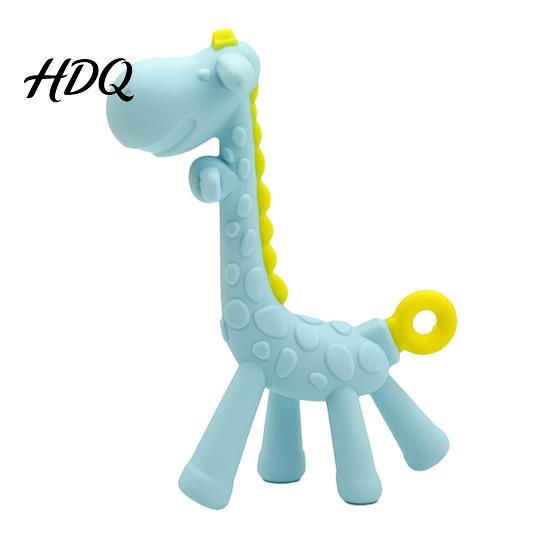 Baby Gum Massager Giraffe Teether Silicone Chewing Toy for Soothing Gums Anti-Choking