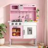 VEVOR Play Kitchen for Kids, Wooden, Kids Kitchen Playset with Real Lights & Sounds, Food & Cookware, Pretend Play Toy Set, Microwave, Oven