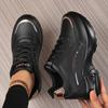 2026 Spring Height Increase Large Size Showing Feet Small Thick Sole Versatile Casual Women's Shoes Leather Surface Soft Sole Running Sports Shoes