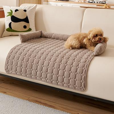 Pets Sofa Mat Anti-slip Thick Plush Plaid Dog Cat Kennel Couch Slipcover with Neck Pillow for Living Room Bed Pad Protector