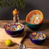 Bohemian Ceramic Bowl Set of 5 Colorful Floral Rice Noodle Soup Bowls for Kitchen Dining