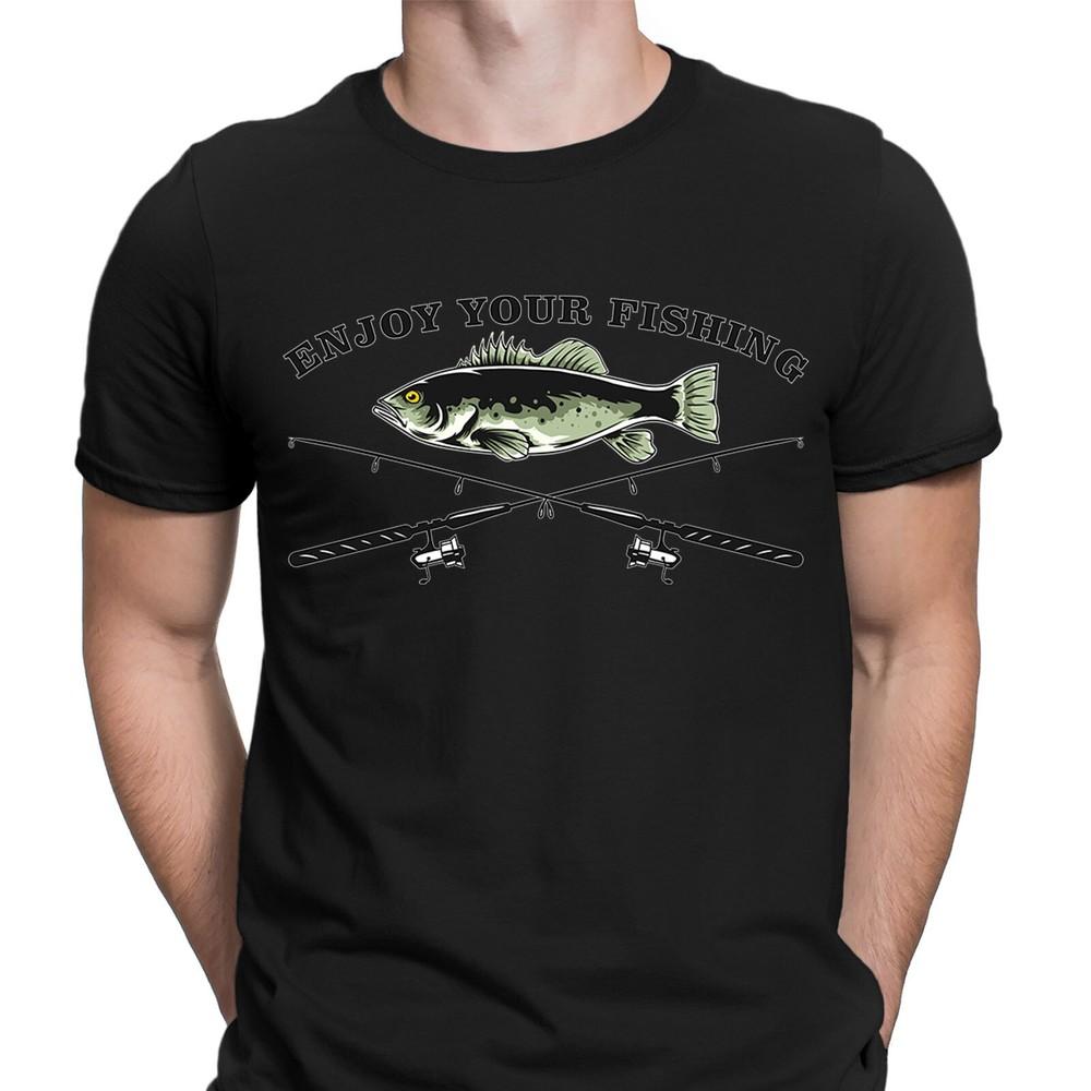 

Наслаждайтесь своей рыбалкой Футболка Рыба Рыбак Подарок Смешная Новинка Мужские футболки #F#D6 M