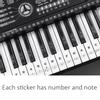 Piano Stickers Music Sheet Keyboard PVC Black White Numbers Notes for Children Beginners