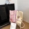 Korean Version of Popular Women's Shoulder Bag Cute Bear Foreign Gas Printing Bucket Bag 2025 New Mini Mobile Phone Bag Women