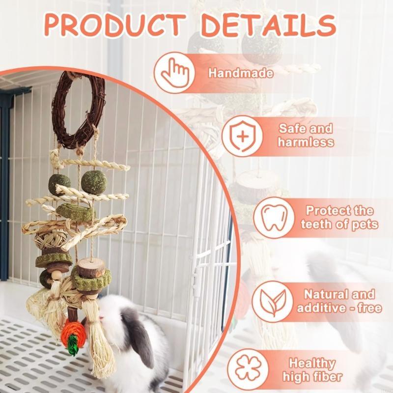 Holz-Knabberschnurspielzeug für Kaninchen Hamster Mentale Stimulation Papageien Sicher Natürliches Käfig-Mahlspielzeug Haustierbedarf HX6C