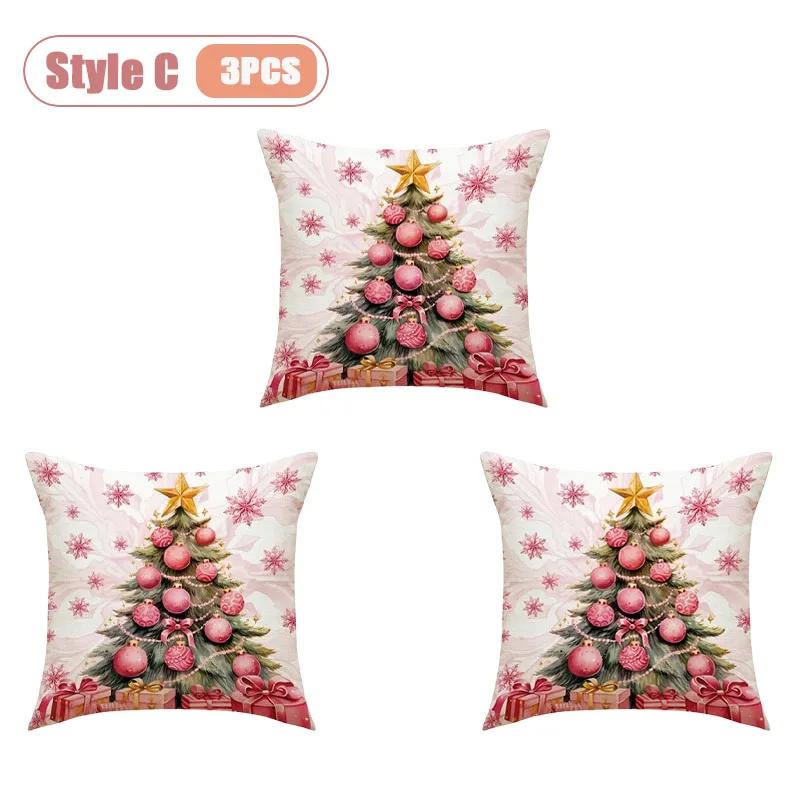 Festive Christmas Pillow Cover Decorative Cushion Case Holiday Sofa Accent Cover for Living Room Winter Holiday Party Home Decor