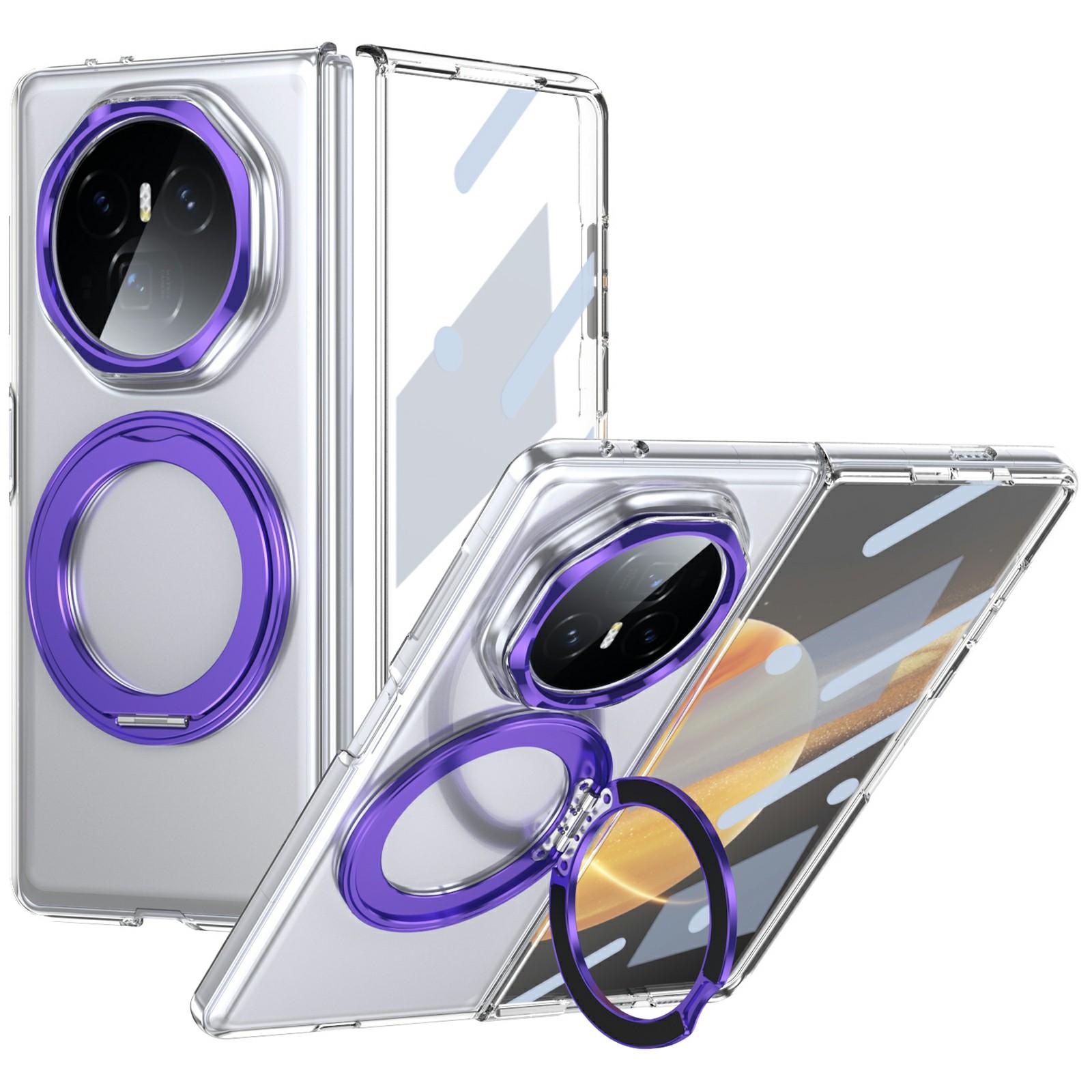 

Чохол для Honor Magic V3 5G Магнітна підставка Прозорий ПК Чохол для телефону з HD захисною плівкою для екрану Purple