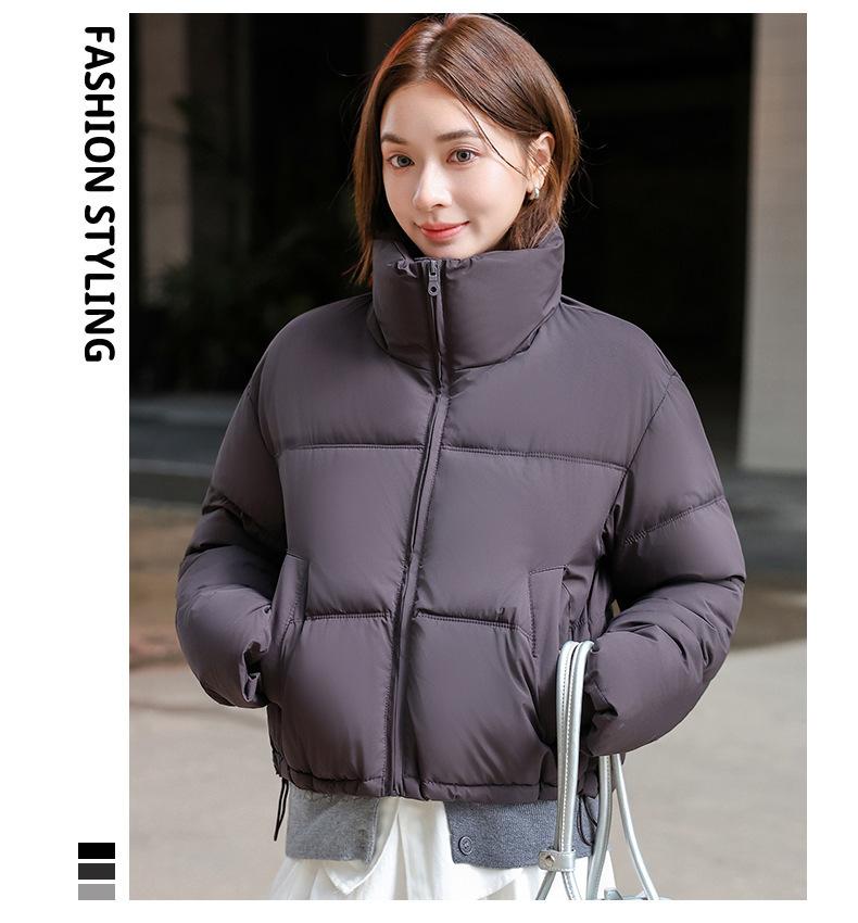 New European and American style Ken bean down cotton clothes women's winter short small high waist stand-up collar bread clothes jacket
