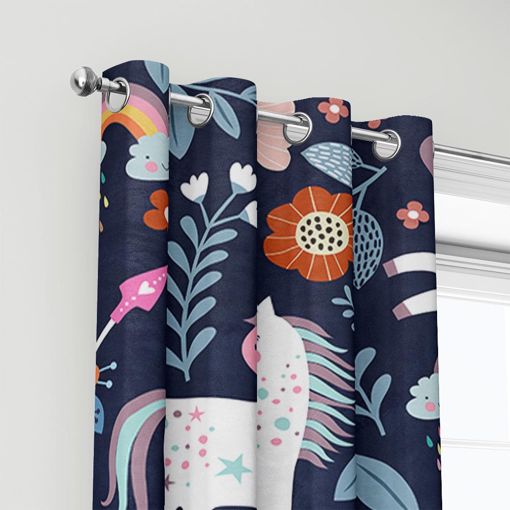 Curtain Cartoon Animal Curtain Digital Printing 3D Blackout Curtain Blindout Bedroom No Punching