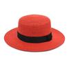 Summer Sun Protection Beach Flat-Brimmed Straw Hat Straw Woven Sunshade Hat Beach Wide-Brimmed Hat