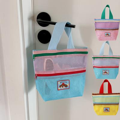 High Aesthetic Handheld Mesh Zipper Bag, Outdoor Portable Storage Bag, Beach Bag, Skincare Storage Bag