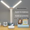 Rechargeable Double-Headed LED Desk Lamp: Foldable, Eye-Protecting, Perfect for Study, Dorms, or As a Night Light.