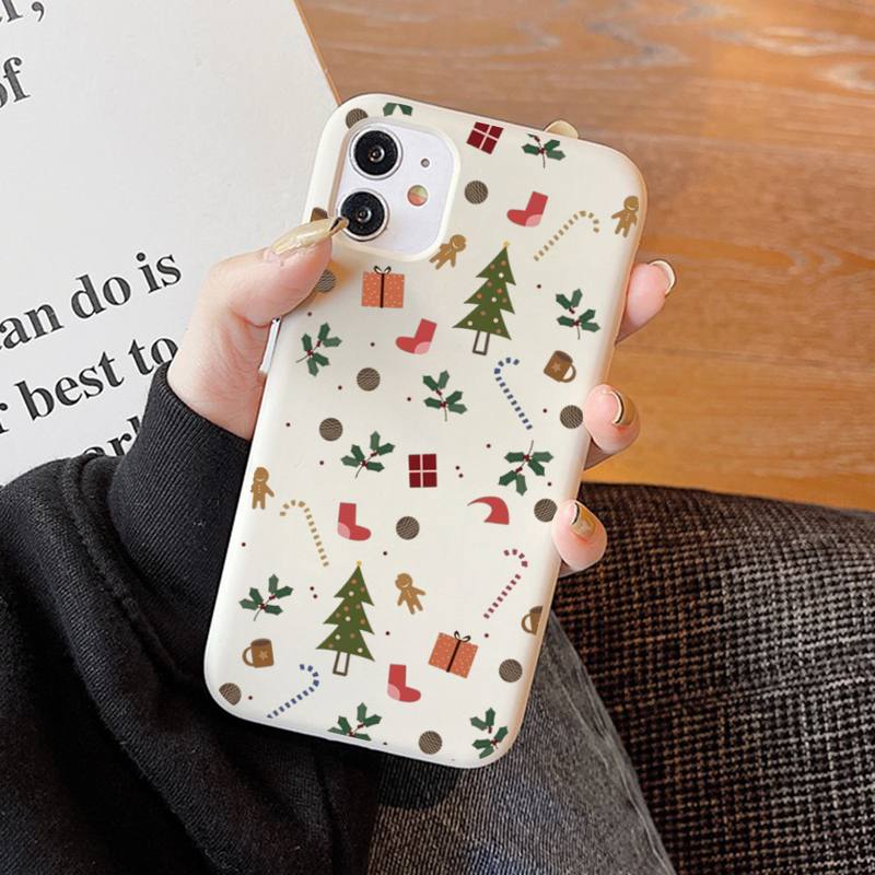 New Year Merry Christmas Phone Case Soft Solid Color for iPhone 11 12 13 mini pro XS MAX 8 7 6 6S Plus X XR