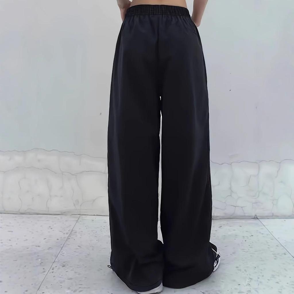 Retro-Freizeithose mit hoher Taille für Damen: Harajuku Spliced Sports Style, Street Fashion, Hip Hop Loose Fit mit Kordelzug