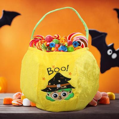 2025 Halloween Candy Bucket Handheld 3D Embroidered Trick-or-Treat Basket Non-Woven Halloween Festival Candy And Snack Bags