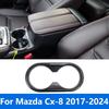For Mazda CX-8 CX8 2017- 2024 Carbon Fiber Front Rear Water Cup Holder Panel Cover Trim Interior Accessories Car Styling