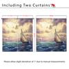 Set Of 2 Ocean Sailboat Pattern Printed Curtains Suitable Living Room Bedroom Office Sliding Window Home Decoration Made Polyester Great Treatment