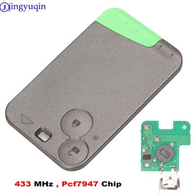 Jingyuqin 433 MHz Pcf7947 Chip 2 Button Remote Card Smart Car Key for Renault Laguna Espace Velsatis Key Blade No Logo
