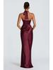 2026 Spring Festival: New Halter Deep V-Neck Pleated Off-the-Shoulder Long Dress in European and American Styles