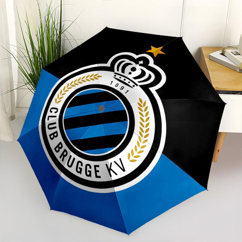 1 PC Automatic Folding Umbrella - Club Brugge Kv Pattern Portable Foldable Design With 8 Ribs Christmas Birthday Gifts