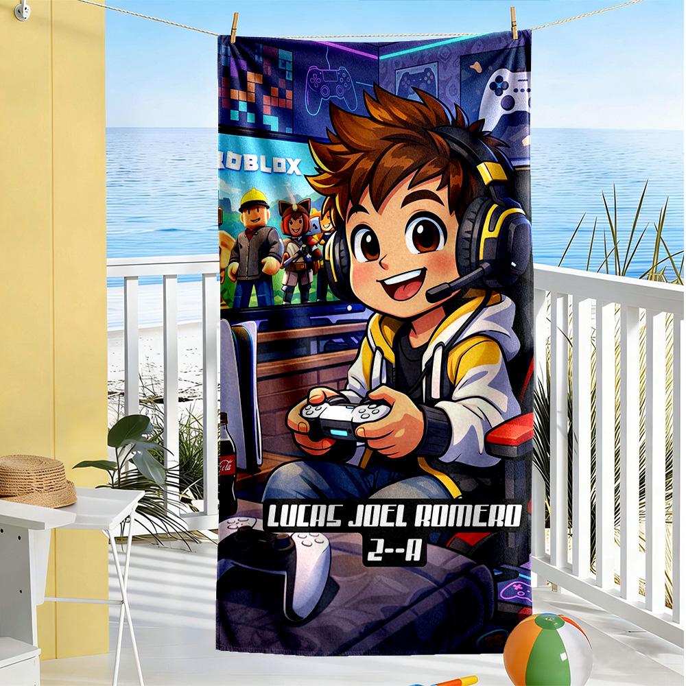 Roblox Beach Towel Super Soft & Absorbent Comfortable Lightweight Suitable for Swimming, Gym, Camping, Yoga Vacation