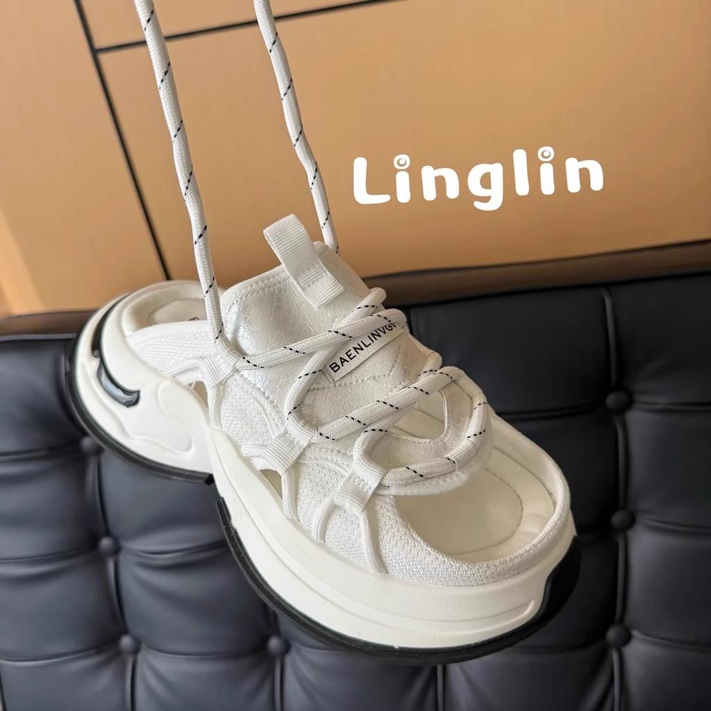 Leather Thick-bottomed Muffin Open-toed Cool Slippers for Women's Outerwear 2025 Summer New Slack Muller Dad Half Slippers