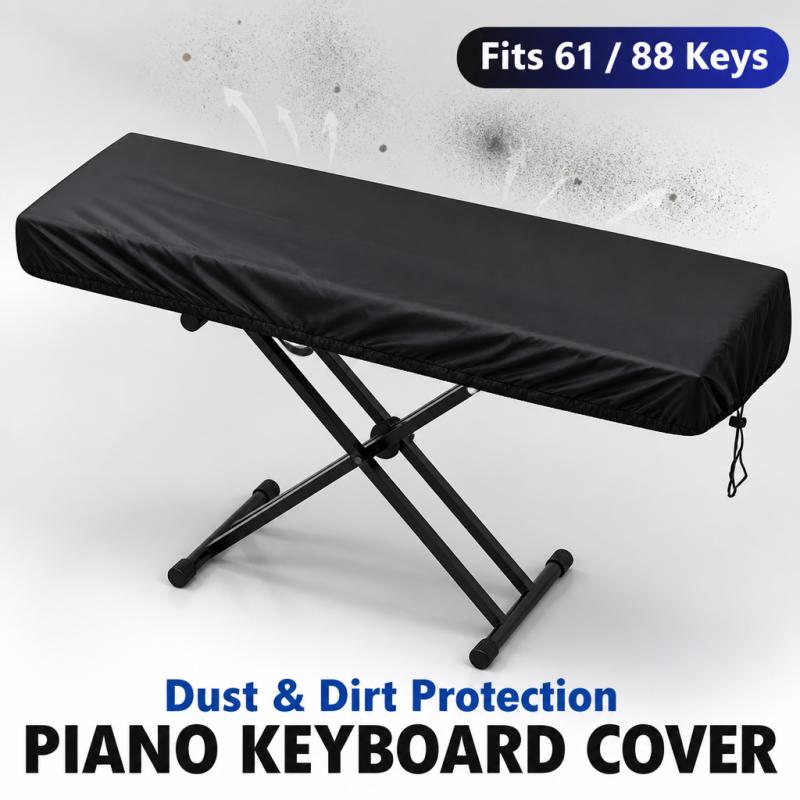 Keys Piano Keyboard Dust Cover Waterproof Elastic Fabric with Drawstring 61/88 Buckle for Home Studio Protection Dust Cover