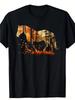 Men's & Women's Vintage Pony & Autumn Leaves Graphic T-Shirt - 100% Cotton Loose