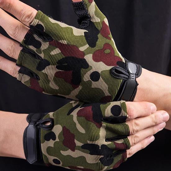1 Pair Half Finger Gloves Skin-friendly Shock Absorption Nylon Roller Skating Anti-Abrasion Gloves