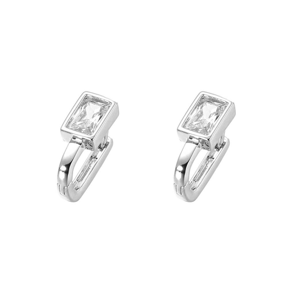 Sugar cube zircon U-shaped ear buckle simple high-end fashion earrings women's ins style versatile silver needle earrings fashion