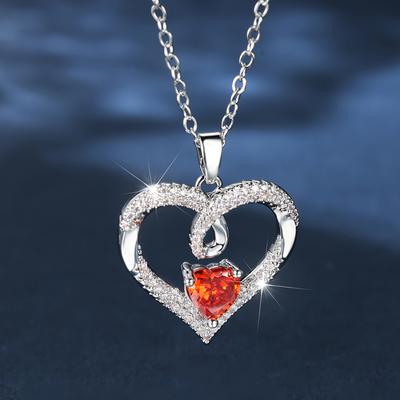 Temperament Rode Liefde Hart Hanger Ketting Vrouwelijke Zilveren Kleur Ketting Bruiloft Sieraden
