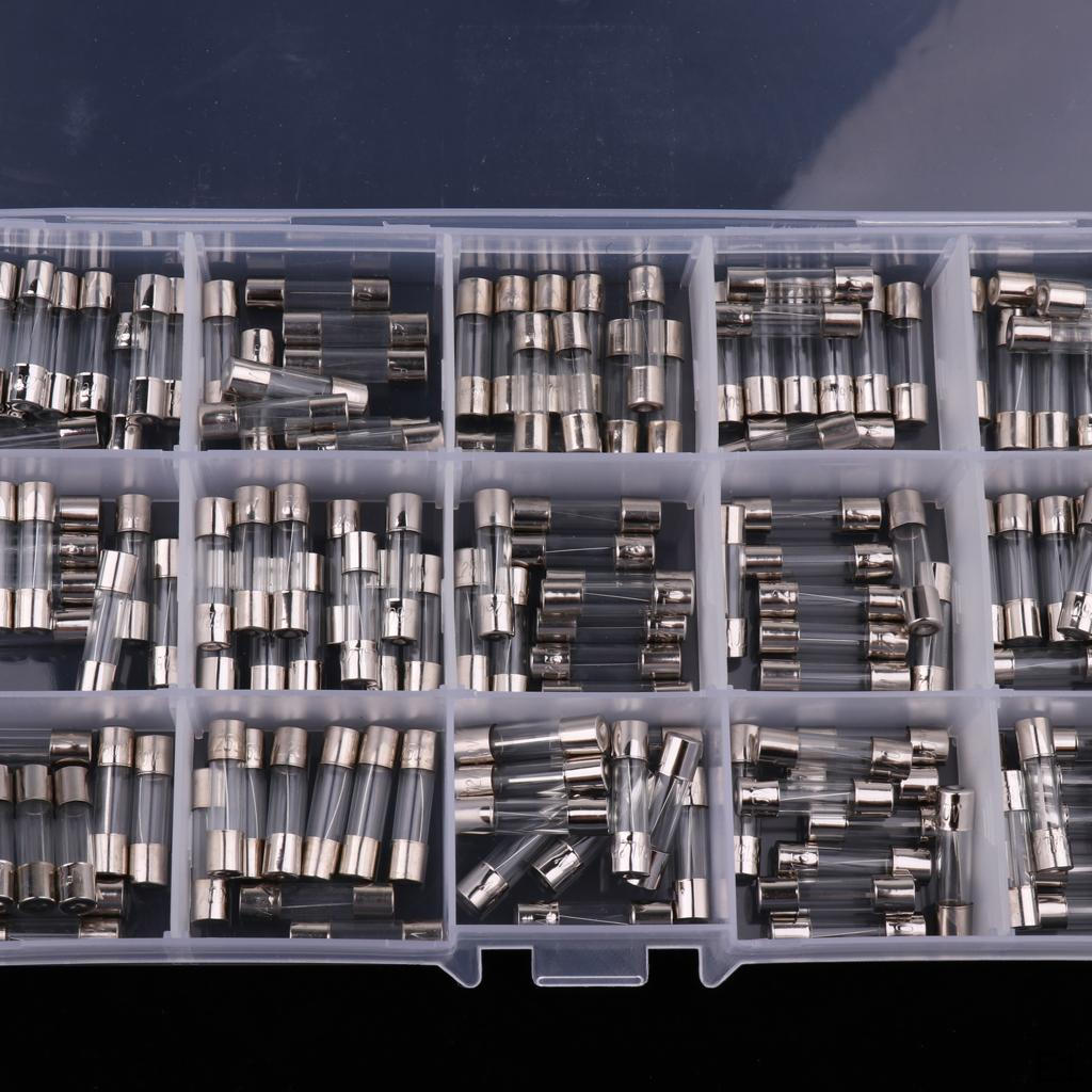 150pcs Fast-blow Glass Fuses Assorted Kit 5x20mm 250V 0.1-20A Tube Set