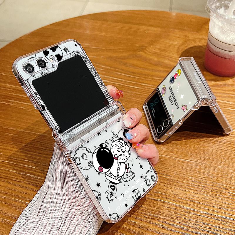 

Прозрачный противоударный мягкий чехол для телефона с узором астронавта для Samsung Galaxy Z Flip5 Flip4 Flip3, тонкий корпус из ПК
