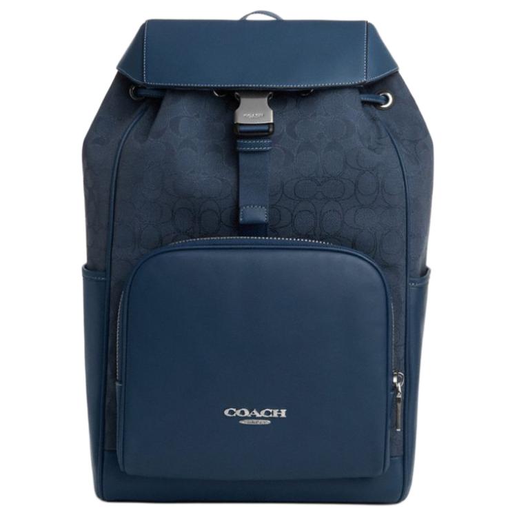 

Coach Racer 26 Printed Logo Leather Backpack Medium Unisex Backpack Deep-Denim CW172-SVPM1 Basic Set (Bag+Dust Bag)