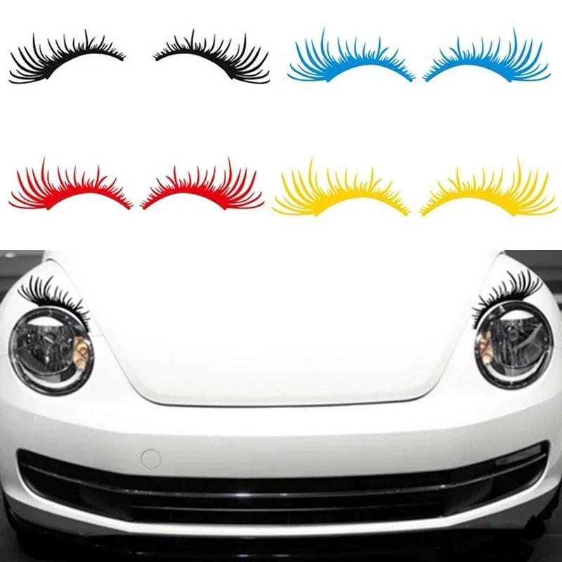 1 Pair 3D Charming Eyelashes Car Sticker Fake Eye Lash Car Headlight Funny Waterproof Decals Door Window Vinyl