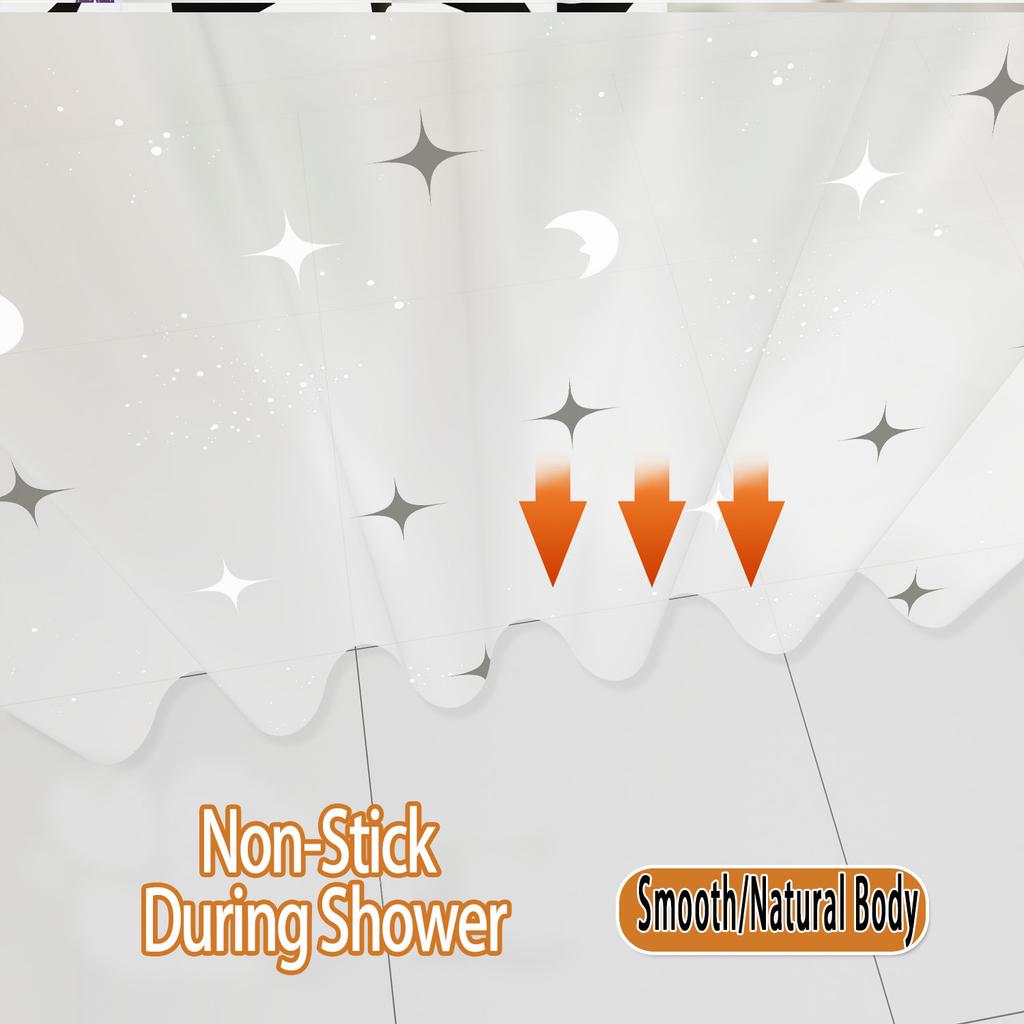 Cute Star Moon Galaxy Cartoon Kids Shower Curtain Waterproof PEVA Bathroom Decor
