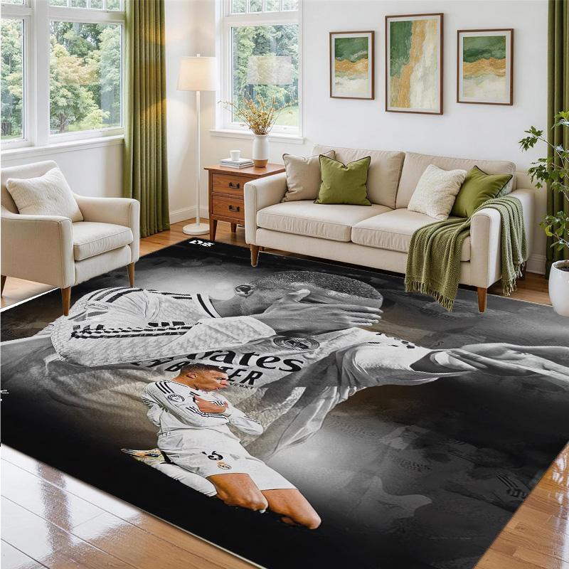 Kylian Mbappe Design Kristall Samt Teppich Weiche Dekorationsmatte für Schlafzimmer Eingang
